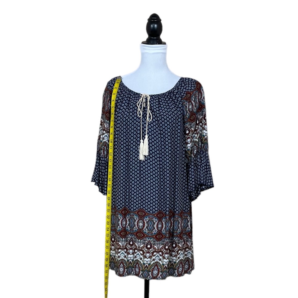 Umgee Tassel Tie Bell Sleeve Boho Dress/Tunic NWT (GMH) - Picture 6 of 10